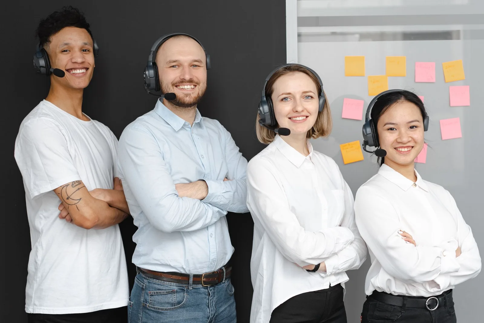 Coordinated corporate uniforms for office teams